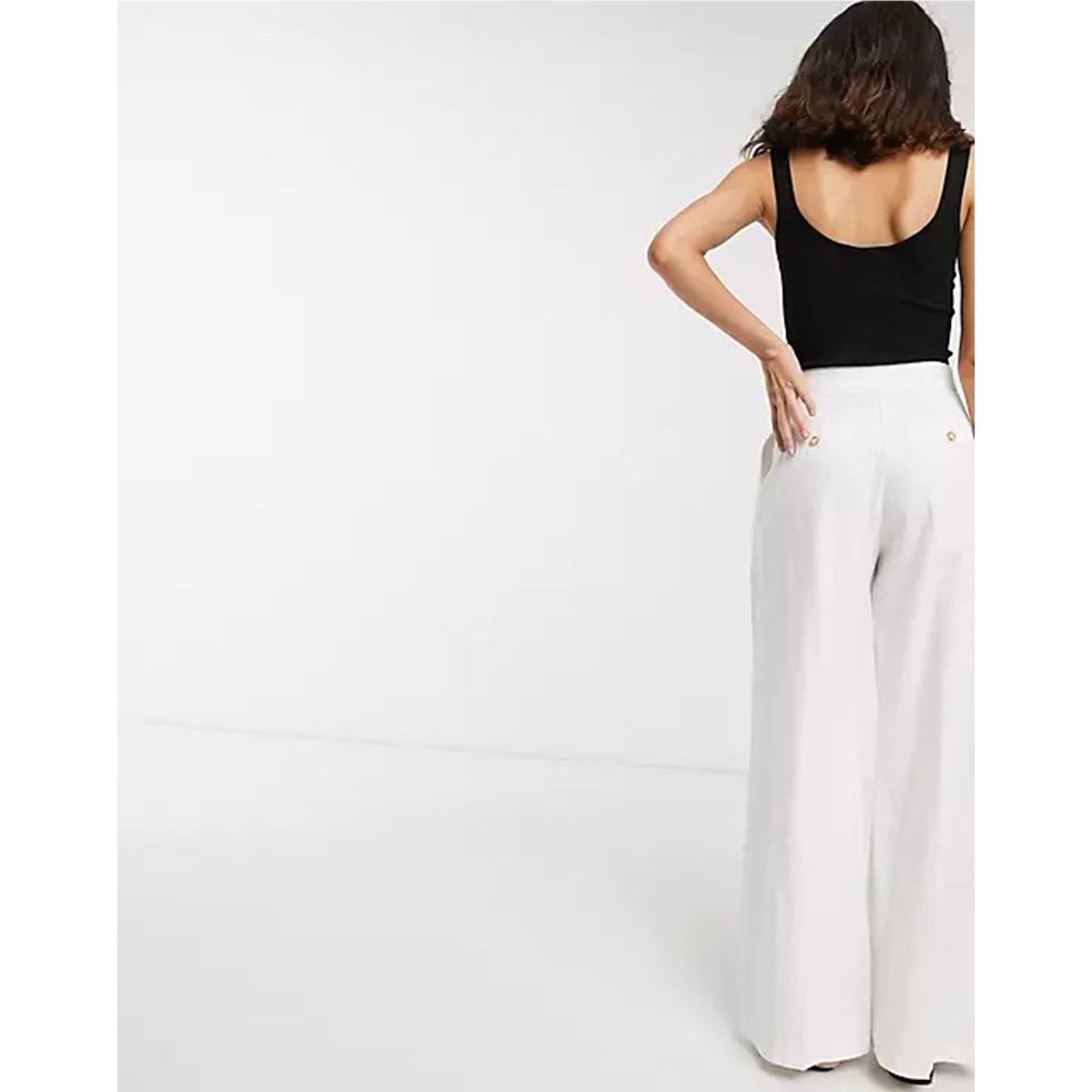 NWT ASOS DESIGN Linen Wide Leg Pants - Picture 2 of 7